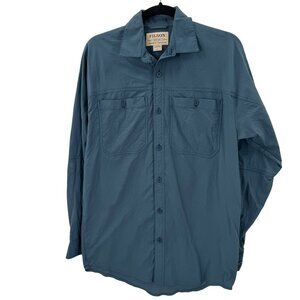 Filson Blue Nylon Long Sleeve Button-Up Shirt XS Mens Lightweight & Durable